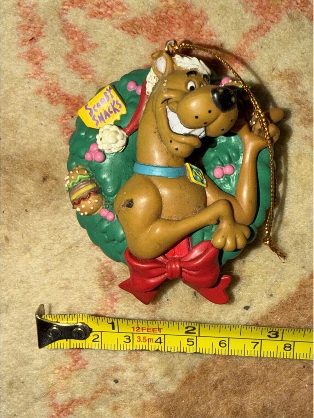 Vtg Scooby Doo Christmas Ornament PVC Wreath Scooby Snacks Hanna Barbera 1998